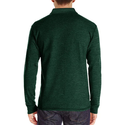 Spring Trend Men's Long Sleeve Casual Tshirt Solid Lapel Button Up Pullover Tops Autumn Turn Down Collar Bottoming Polo Shirt