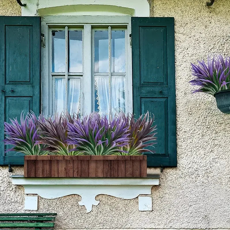 1/4 pieces, UV resistant outdoor artificial plants - tall grass, tropical flowers and shrubs - perfect for year-round and indoor