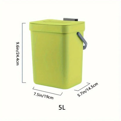 Food Waste Basket Bin for Kitchen, Small Countertop Compost Bin with Lid,Odor-Free Food Scrap Container,Wall Mounted Garbage Can