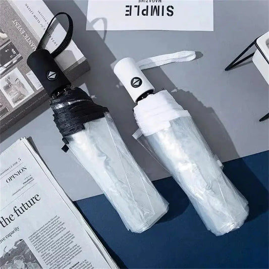 1Pc-Korean Transparent Umbrella Folding Automatic Open and Close Umbrella Mori Three-Fold Student Sunny Umbrella
