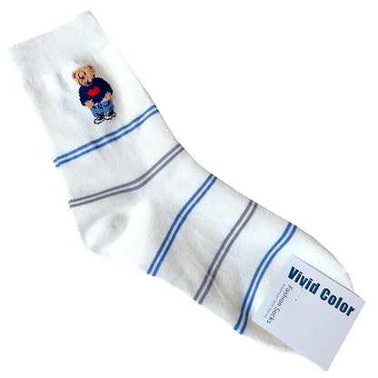 Good Quality Cartoon Elegant Lady Bear Women's  Cute Socks Cotton Harajuku Style Woman Novelty Breathable Sox Christmas Gifts