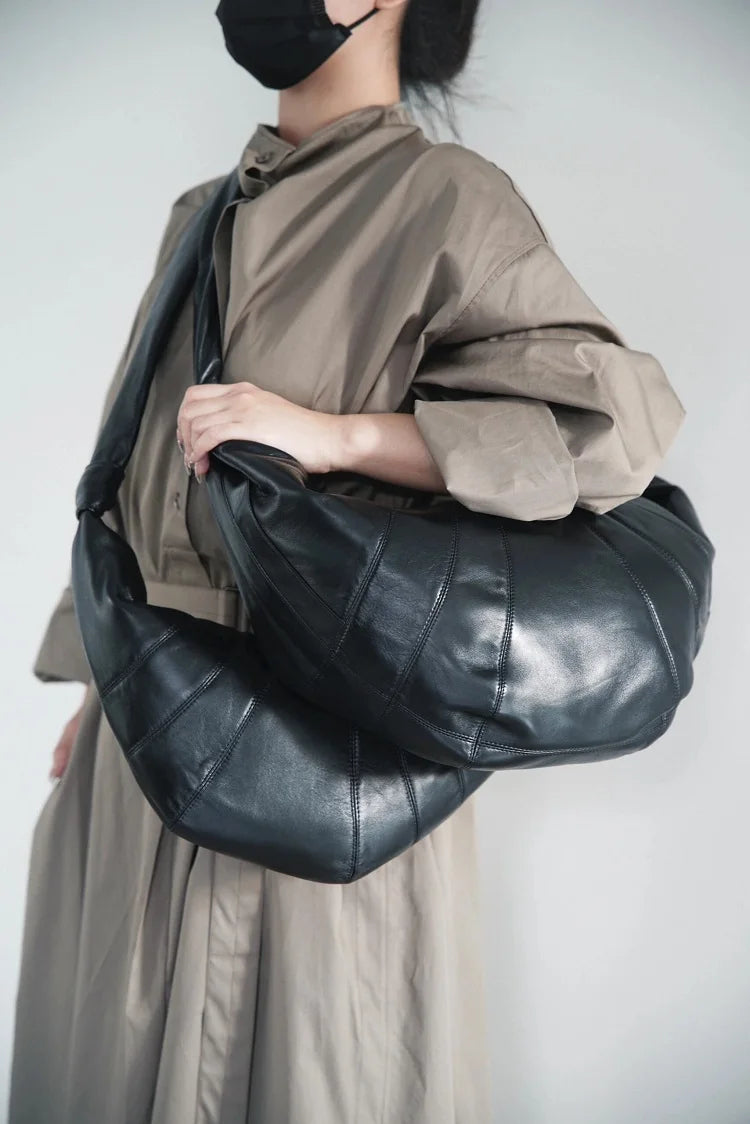 Luxury Brand Lambskin Croissant Bag Genuine Leather Croissant Bag Trendy Must-have Shoulder Crossbody Bag Couple Style