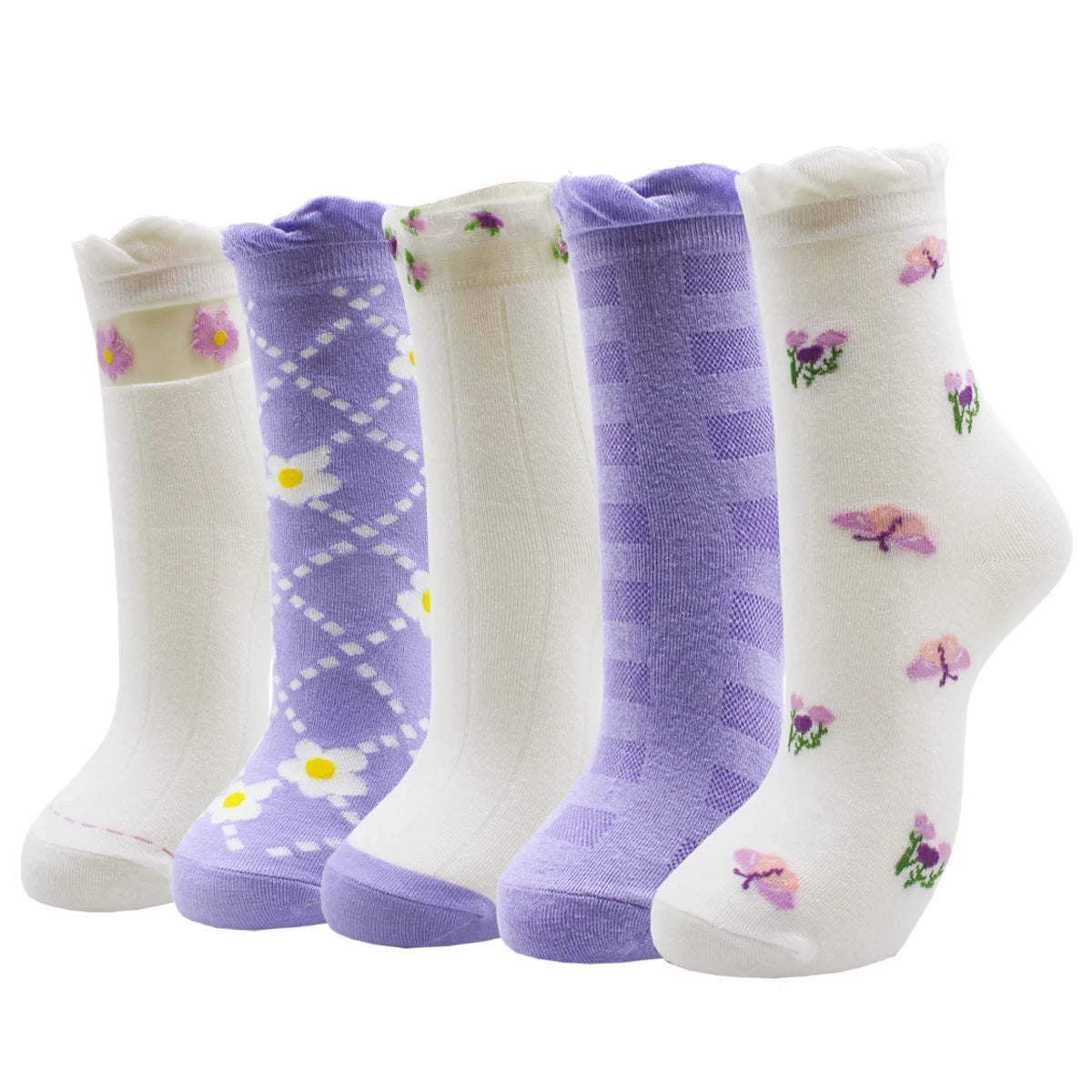 5 Pairs New Fashion Colorful Harajuku Korean Kawaii Cute Women Socks Cat Dog Owl Stripe Avocado Girl Cotton Cartoon Socks