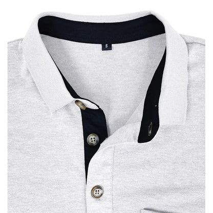 Spring Trend Men's Long Sleeve Casual Tshirt Solid Lapel Button Up Pullover Tops Autumn Turn Down Collar Bottoming Polo Shirt