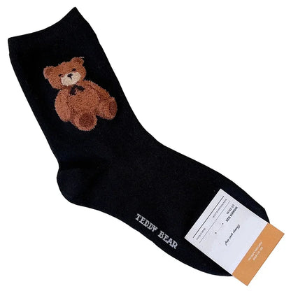 Good Quality Cartoon Elegant Lady Bear Women's  Cute Socks Cotton Harajuku Style Woman Novelty Breathable Sox Christmas Gifts