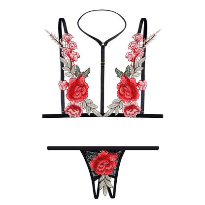 2025 Sensual Lingerie for Woman Lace Transparent Underwear Fairy Embroidery Brief Sets Delicate Bra Thongs Kit Push Up Sex Suit