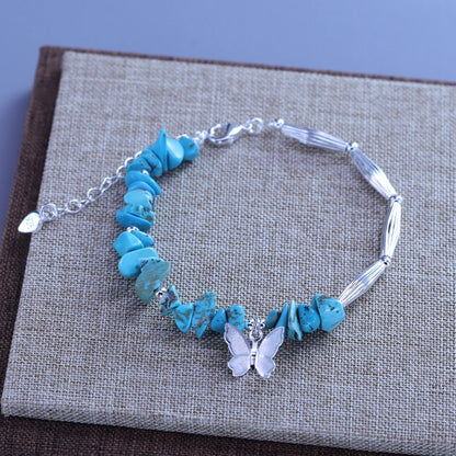 VENTFILLE 925 Sterling Silver Diamond-Studded Butterfly Bracelet Women's Fashion Temperament Flower Adjustable Bracelet