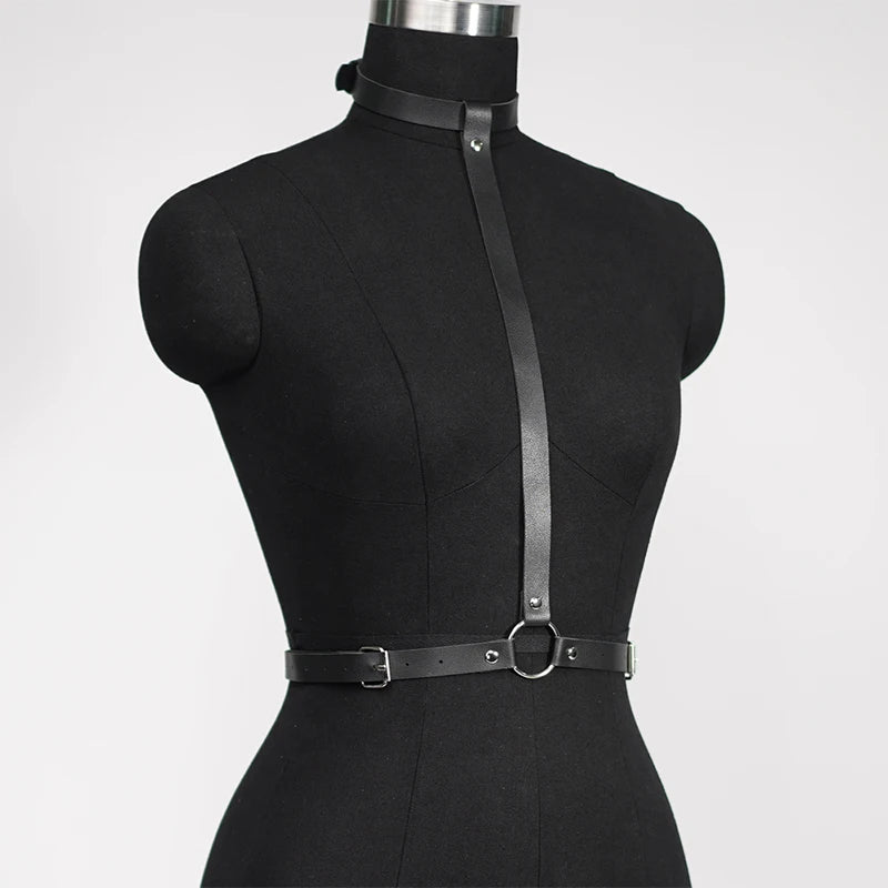 Women Sexy PU Leather Harness Bodysuit Erotic Lingerie BDSM Sexual Outfit Garter Belt Fetish Baby Doll Underwear Gothic Costumes