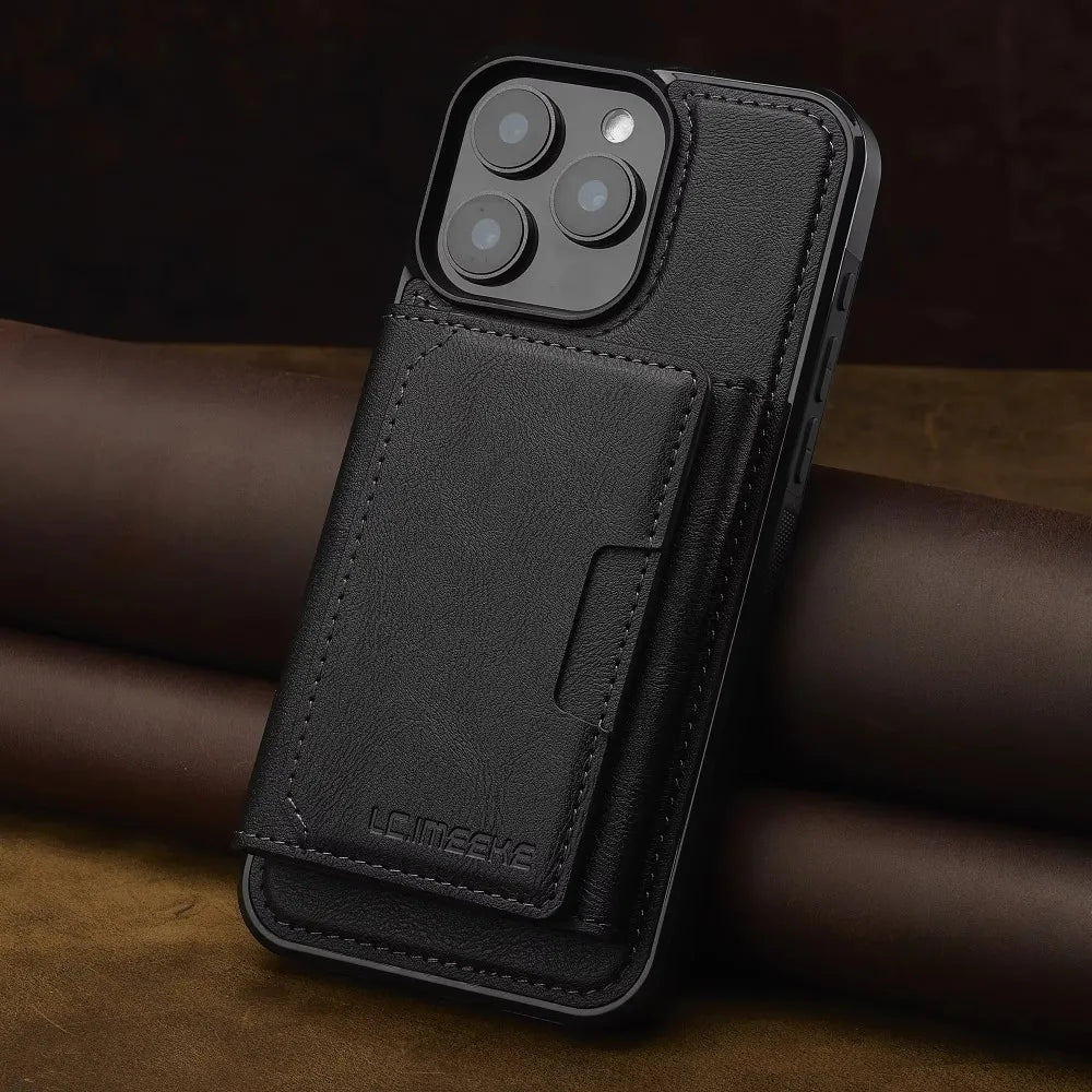 Detachable Wallet Case For iPhone 16 Pro Max 15 14 Plus 13 12 11 XS XR X 7 8 SE 2022 2020 2024 For MagSafe Card Holder Cover