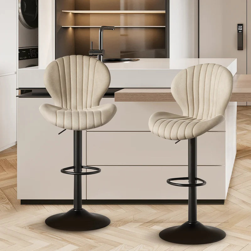 Living Room Chairs  2 Pcs Set Dining Chair Backrest Bar Stools Luxury Modern Soft Bag Stool Adjustable Height Rotating Kitchen Home Furniture