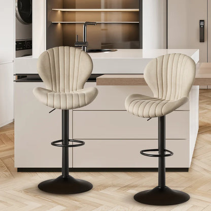 Living Room Chairs  2 Pcs Set Dining Chair Backrest Bar Stools Luxury Modern Soft Bag Stool Adjustable Height Rotating Kitchen Home Furniture