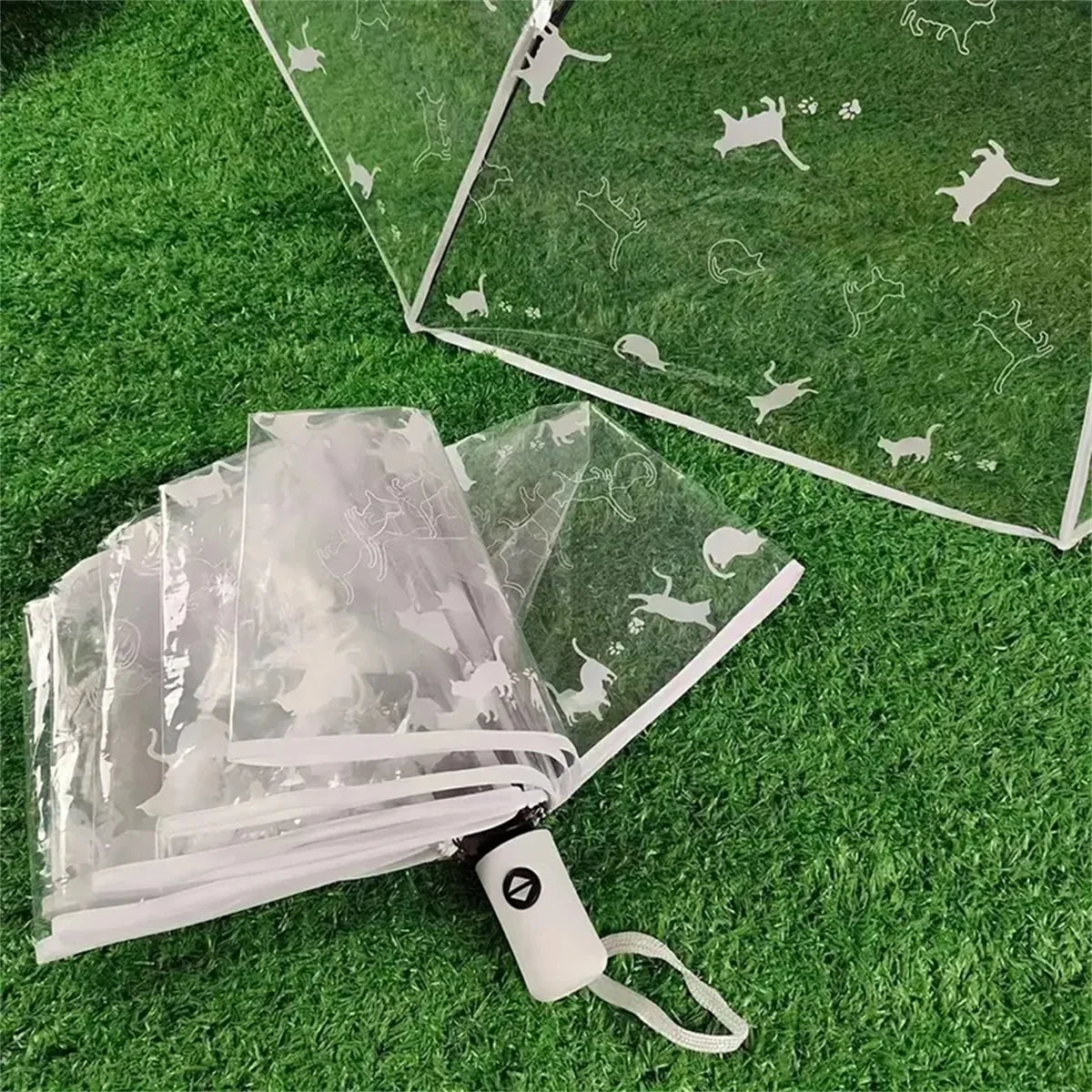 1Pc-Korean Transparent Umbrella Folding Automatic Open and Close Umbrella Mori Three-Fold Student Sunny Umbrella