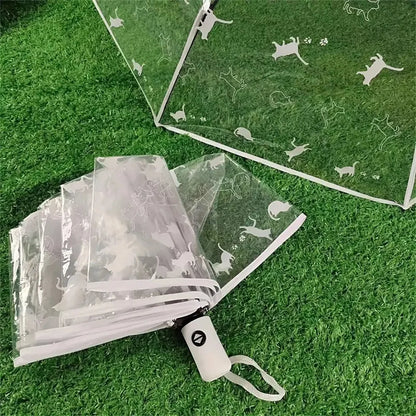 1Pc-Korean Transparent Umbrella Folding Automatic Open and Close Umbrella Mori Three-Fold Student Sunny Umbrella