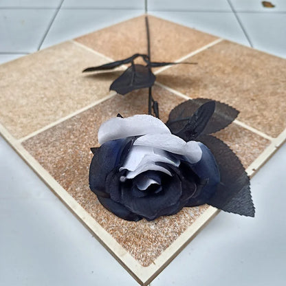 5pcs 8-9cm Silk Black Rose Artificial Flower Head Bouquet Home Living Room Wedding Chritmas Decoration New Year Decoration