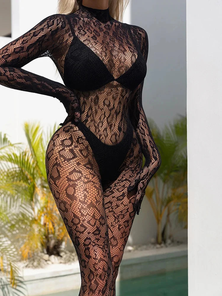Simplejewel 1pcs/2pcs Women's Sexy Fishnet Jumpsuit Bodysuit Mesh See-through Lingerie Babydoll Nightgown Bodystocking Nightwear