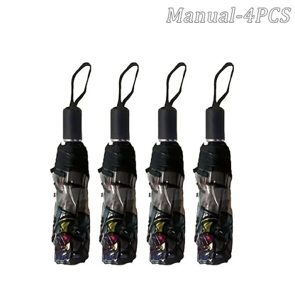 British Wind Rainforest Arch Transparent Umbrella Stained Glass Transparent Umbrella Long Handle Automatic Large Romantic Sunny