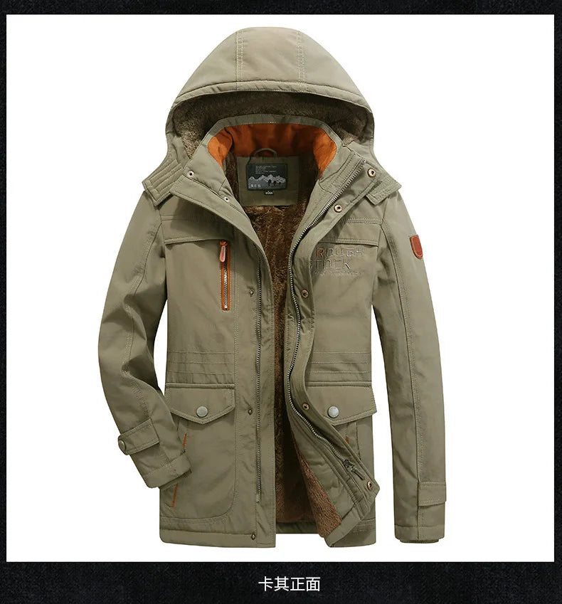 Mens Padded Clothes Velvet Thickened Winter Loose Casual Middle-aged Multi-bag Padded Jackets Cold-resistant Padded Clothes