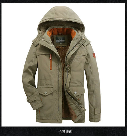 Mens Padded Clothes Velvet Thickened Winter Loose Casual Middle-aged Multi-bag Padded Jackets Cold-resistant Padded Clothes