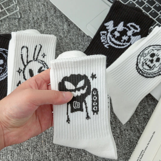 Multipack Men's Crew Socks, Graffiti Goblin, Ghost Face, Clown, Pumpkin Designs, Halloween Gift Recommendation