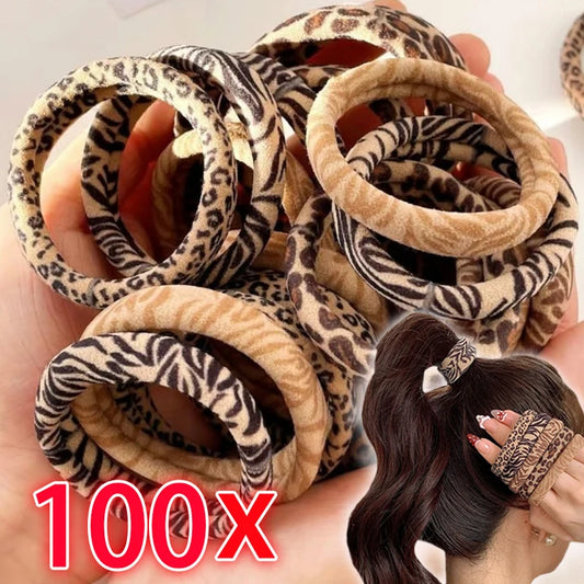 5-100Pcs High Elastic Leopard Print Hair Rope Women Fashion Pony Tails Holders Girls Towel Hair Ties Hairs Accessories Headwear