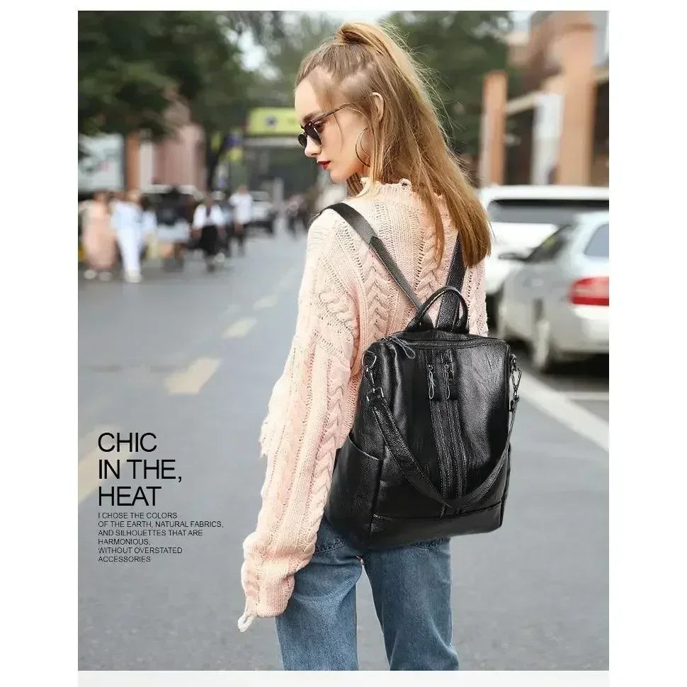 1/3Pcs Genuine Leather Backpack Women's Travel Bag Fashion Women's Fashion Bag Tide Casual Fashion Soft Leather Shoulder Bag