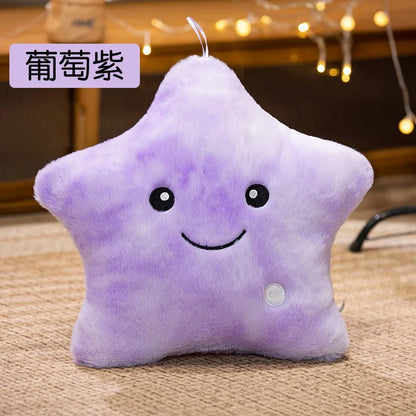 24*22cm Creative Toy Luminous Star Pillow Stuffed Plush Glowing Colorful Stars Cushion Led Light Toys Gift For Kids Children