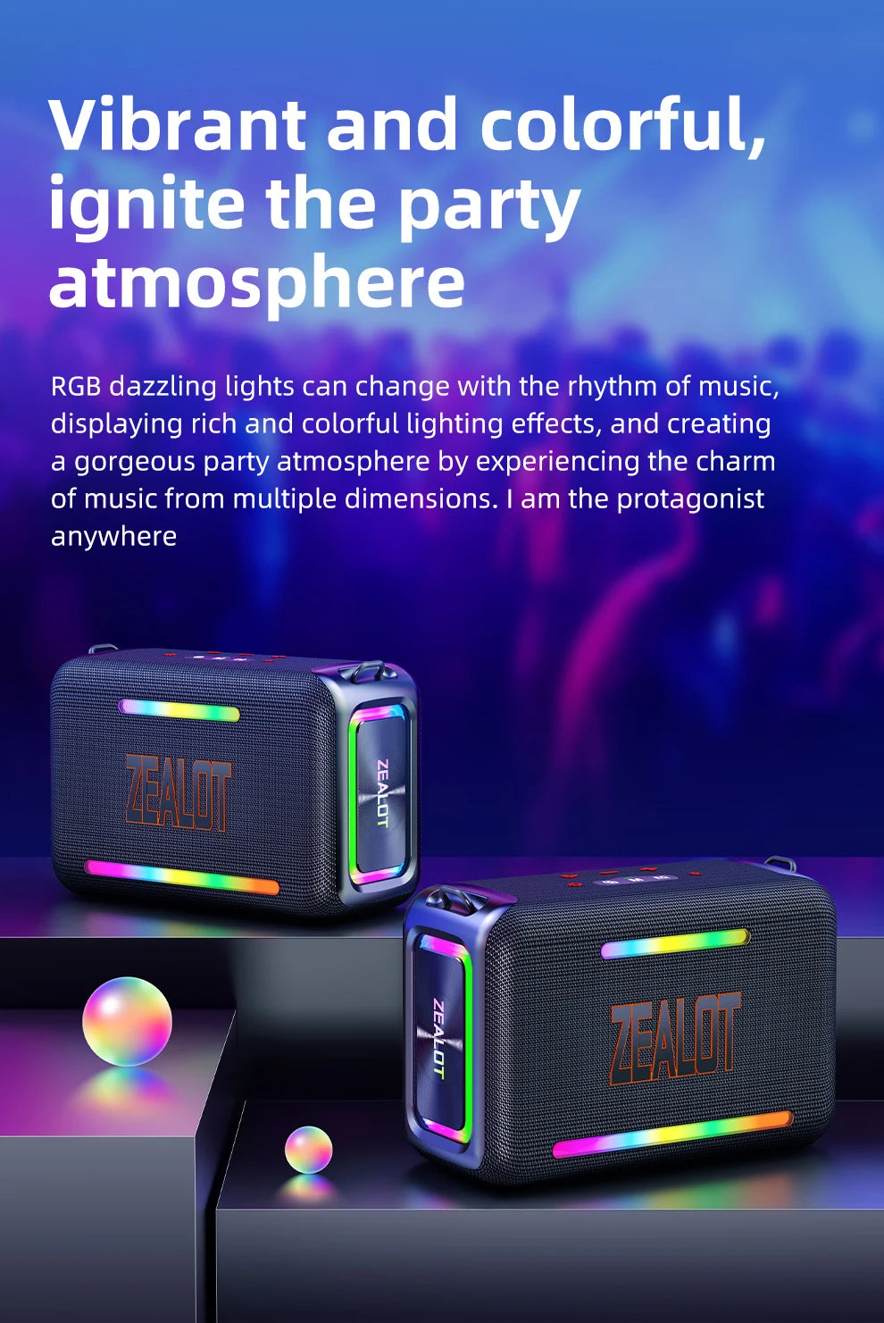 ZEALOT-S95 Waterproof Portable Bluetooth Speaker, Wireless Outdoor Boombox, SubwooferTriple Passive Radiators, Deep Bass,120W