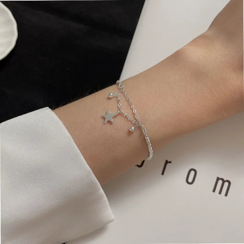 VENTFILLE 925 Sterling Silver Diamond-Studded Butterfly Bracelet Women's Fashion Temperament Flower Adjustable Bracelet