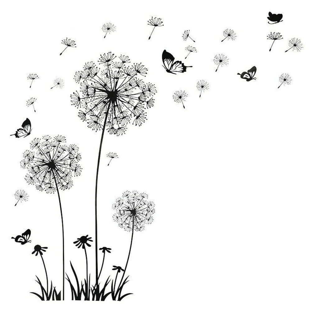 Black Dandelion Sitting Room Bedroom Wall Stickers Household Adornment Decor Decals Mural Art Poster On The Wall DIY Improvement