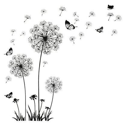 Black Dandelion Sitting Room Bedroom Wall Stickers Household Adornment Decor Decals Mural Art Poster On The Wall DIY Improvement