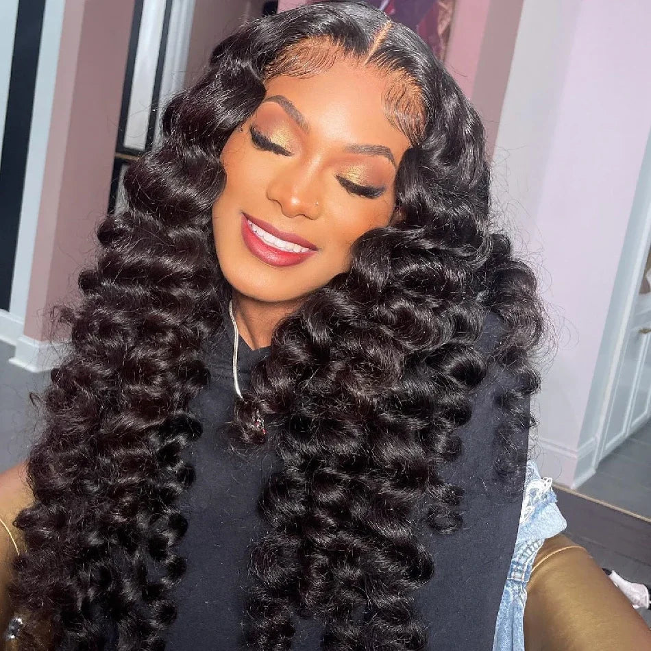 HD 13x6 Loose Nature Wave Lace Front Human Hair Wigs 250% Transparent 30 40 Inch 13x4 360 Full Deep Water Wave Lace Frontal Wig