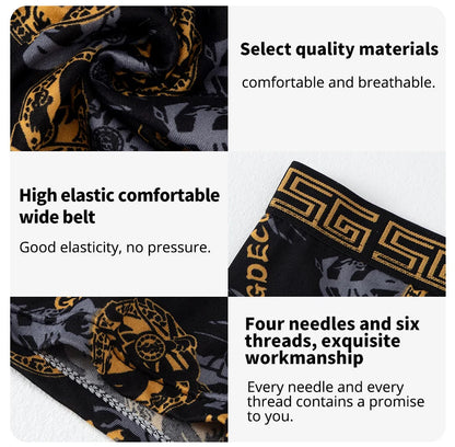 10 Men's Boxer Underwear Black Gold Random Soft And Comfortable Skin-friendly Joker Four Seasons Selling Adolescent Shorts