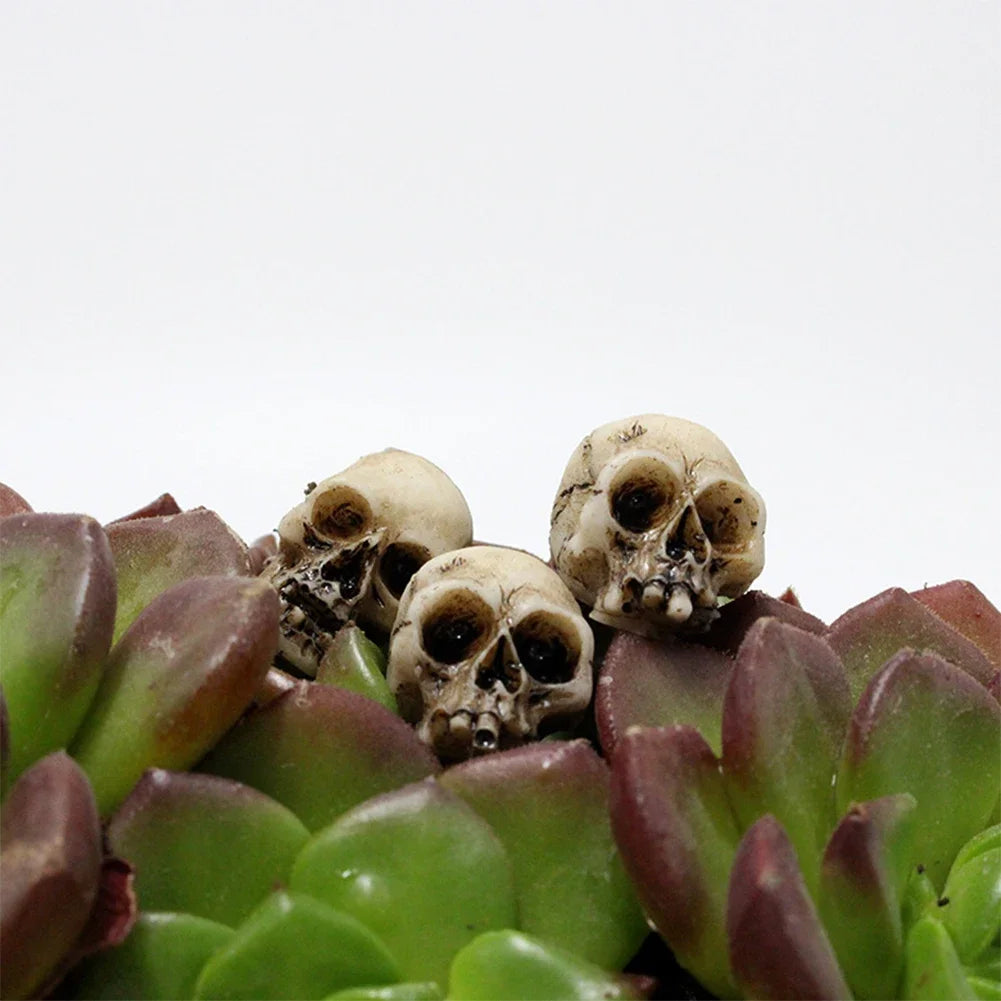 20Pcs Gothic Skull Sculptures Collectable Halloween Decoration Skeleton Statues Ornament Landscape Garden Potted Plant Decor