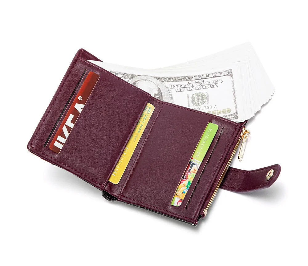 CH Luxury Brand Classic Retro Square Design Card Case Fashion Button Classic Folding Money Clip Compact Lightweight Luxury Women