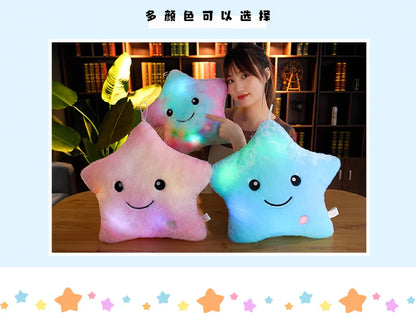 24*22cm Creative Toy Luminous Star Pillow Stuffed Plush Glowing Colorful Stars Cushion Led Light Toys Gift For Kids Children