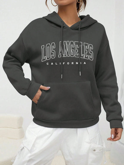 Women's Hoodies Los Angeles California Letter Printing Pocket Hoodie Casual Oversize Long Sleeve Clothes New In sweatshirts