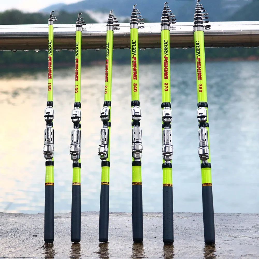 JOSBY Carbon Fiber Spinning Fishing Rod Telescopic Mini Pole 3M 2.7M 2.4M 2.1M 1.8M 1.5M Fish Gear Tackle High Quality