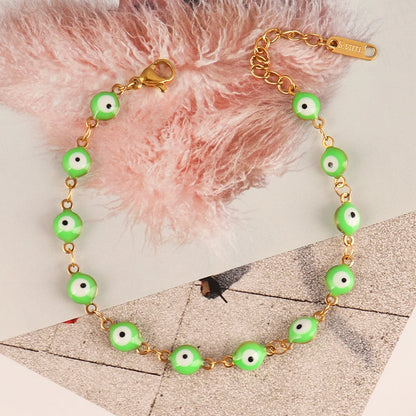 316L Stainless Steel Enamel Turkish Evil Eye Bracelets For Women Colorful Evil Eye Charm Bracelets Female Jewelry Gift
