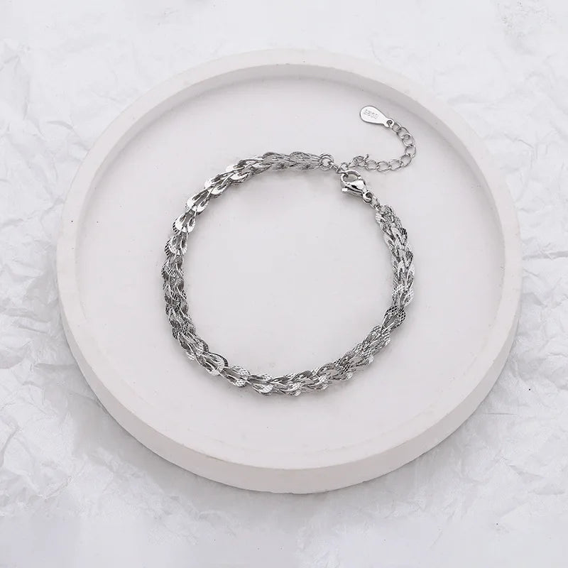 VENTFILLE 925 Sterling Silver Diamond-Studded Butterfly Bracelet Women's Fashion Temperament Flower Adjustable Bracelet