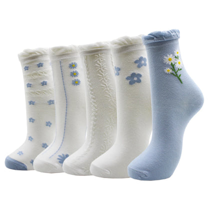 5 Pairs New Fashion Colorful Harajuku Korean Kawaii Cute Women Socks Cat Dog Owl Stripe Avocado Girl Cotton Cartoon Socks