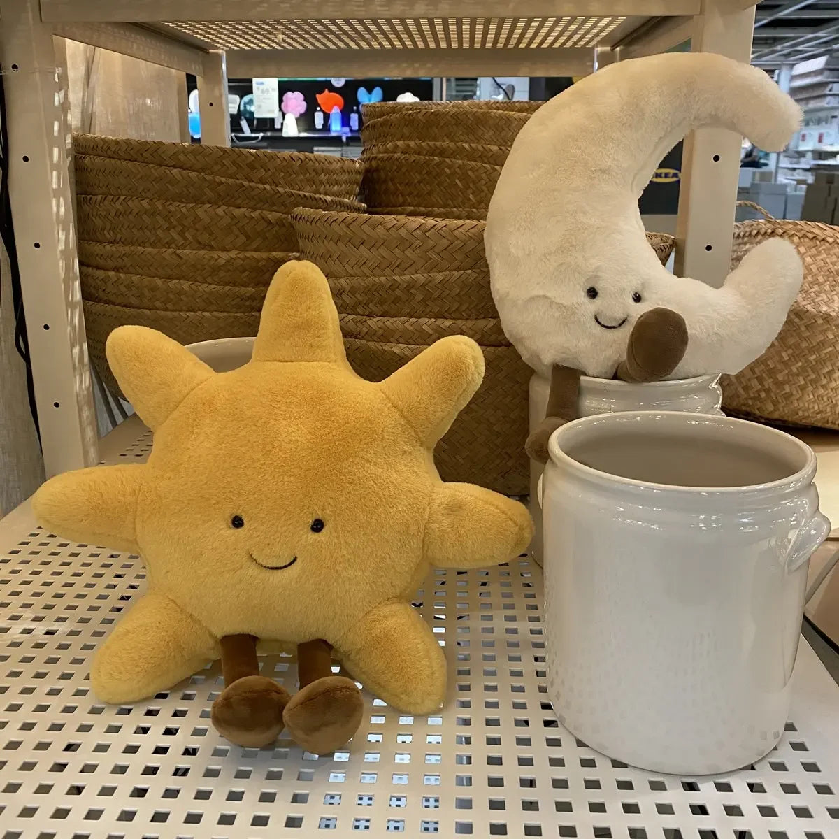 High Quality Smile Face Moon Yellow Sun Plushie Cushion Stuffed Cute Weather Plush Toy for Kid Bedroom Decor Sofa Throw Pillow