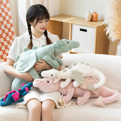 Giant Soft Plush Toy Flying Dragon Plush Toys White Green Pink Dinosaur Pillow Stuffed Animal Soft Doll Birthday Gifts Decor