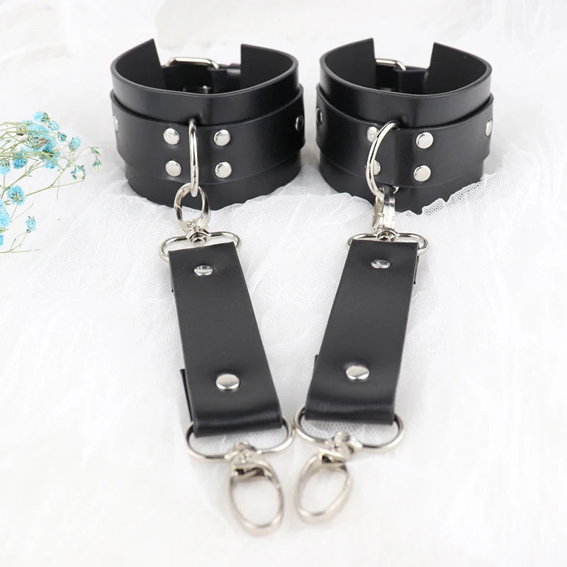 Women Sexy PU Leather Harness Bodysuit Erotic Lingerie BDSM Sexual Outfit Garter Belt Fetish Baby Doll Underwear Gothic Costumes