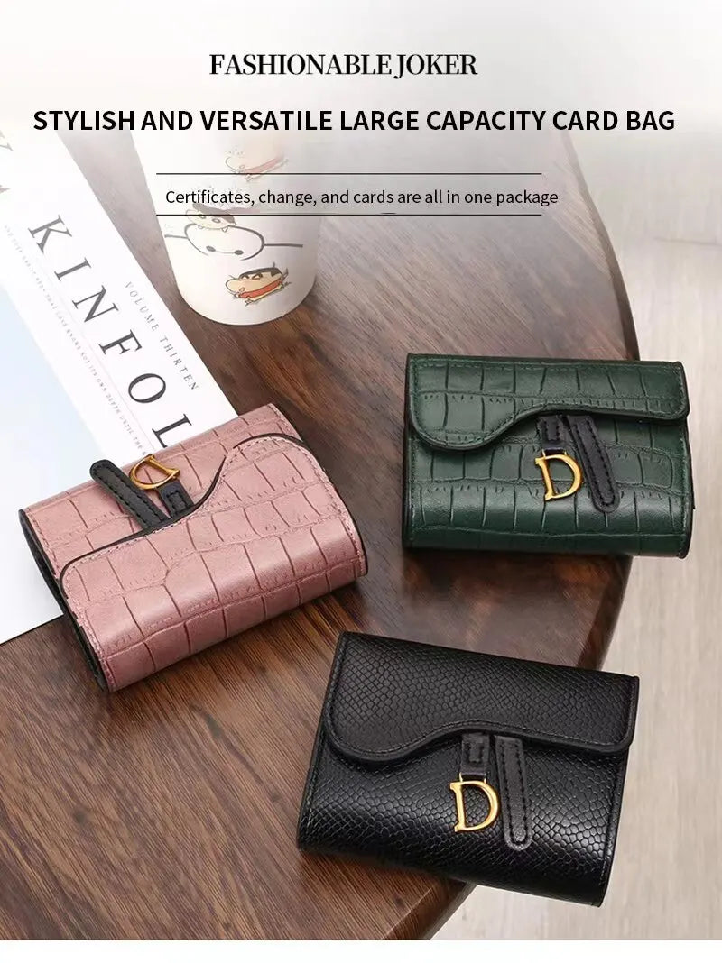 Women Luxury Card Holder Short Walet MiniPU Letter Wallet Multi Card Card Holder SmalMulti Functiona Clutch Bag