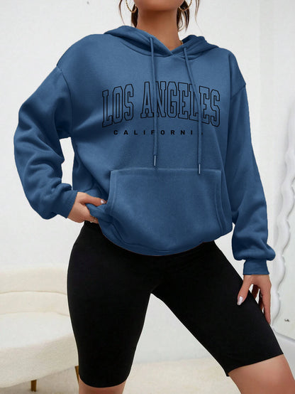 Women's Hoodies Los Angeles California Letter Printing Pocket Hoodie Casual Oversize Long Sleeve Clothes New In sweatshirts