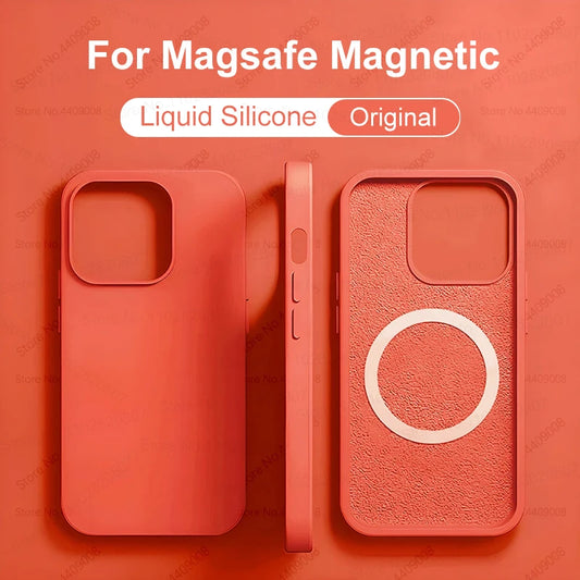 For Magsafe Original Magnetic Cases For iPhone 15 14 Pro Max Plus Wireless Charge Case Liquid Silicone Cover Accessory