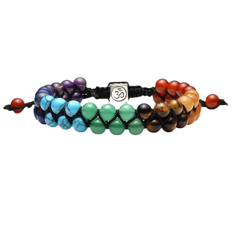 Top Plaza 7 Chakra Treatment Crystal Bracelet Yoga Stone Adjustable Beads Bracelet Meditation Relaxation Anxiety for Women