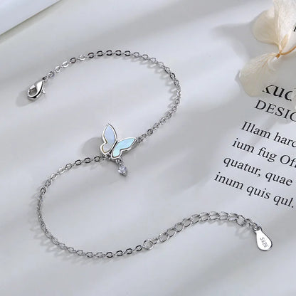 VENTFILLE 925 Sterling Silver Diamond-Studded Butterfly Bracelet Women's Fashion Temperament Flower Adjustable Bracelet