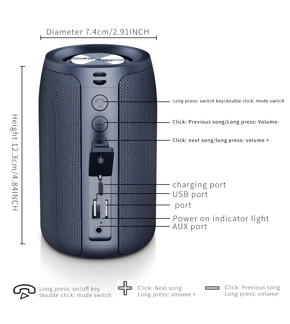ZEALOT S32 5W Wireless Speakers, Portable Subwoofer Speaker, 1800mAh Battery, 10 Hours Playtime Loud Stereo, Booming Bass.