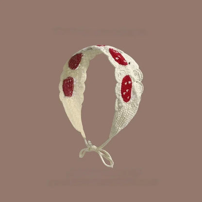 Cartoon Crochet Mushroom Hair Bands Vintage Fashion Hair Scarf For Women Flower Knit Holiday Headband Headwrap Hair Accessories